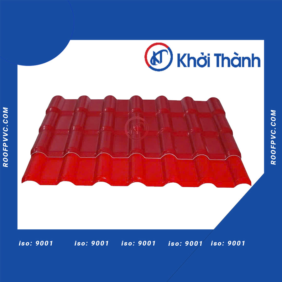 Red plastic roof tiles